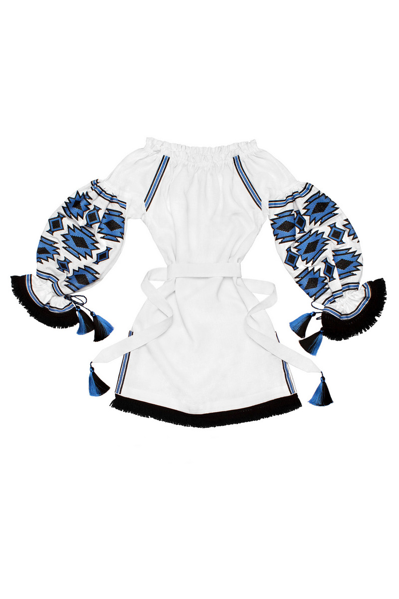 Buy Boho Hippie Short Linen White Ukrainian Vyshyvanka dress, Comfortable Folk Festival embroidered dress